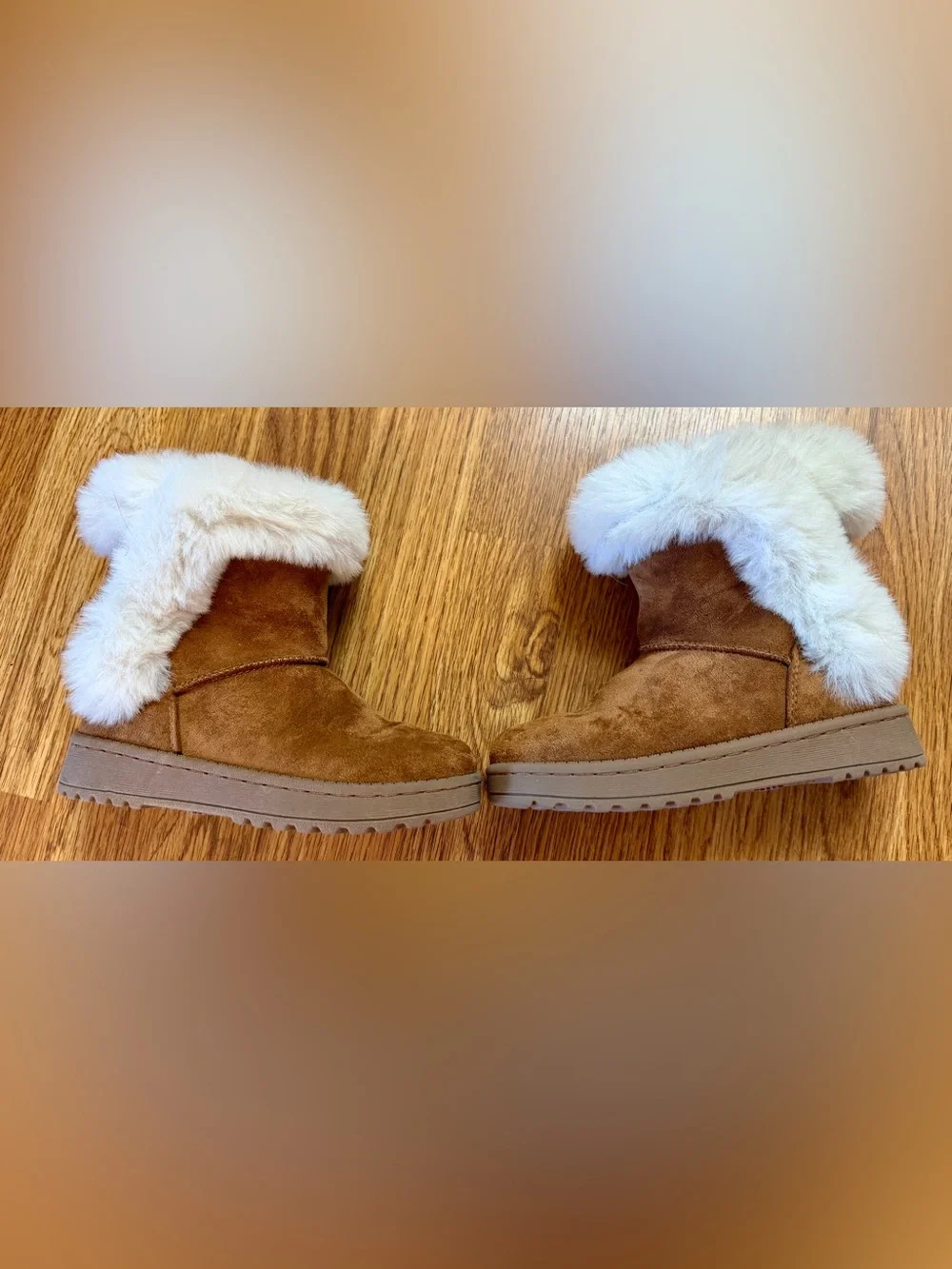 Women’s Cozy Faux-Fur Trim Suede Ankle Boots - Brown
